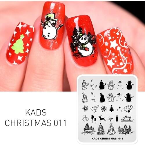 KADS Christmas 011 pattern nail art stamping Plates nail templates Image Template Tools For printing DIY Manicure Stencils