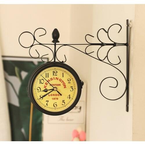 Creative Metal Double-Sided Wall Clock 3d Retro Clocks Wall Watches Home Decor Shabby Chicdining Room Decor Digital Clock
