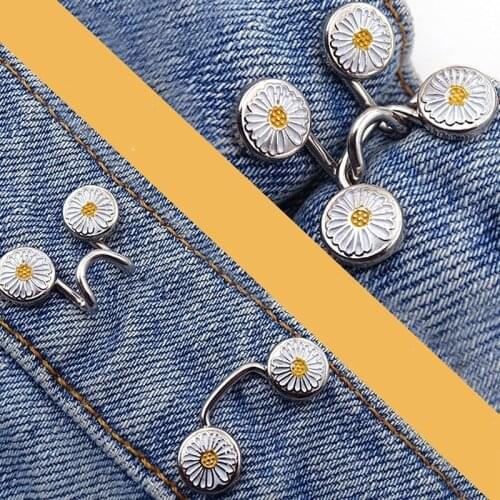 Small Daisy Waist Buckle Adjustable Snap Button Adjust Waist Removable Retractable Nailfree Pant Clothing Metal Button Sewing