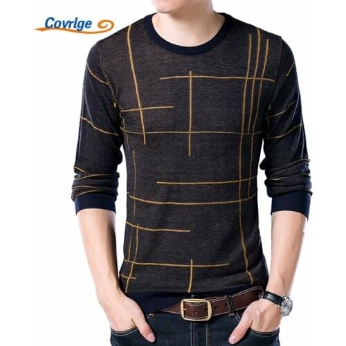 Covrlge Brand Sweater for Men 2019 Autumn Winter New Mens Sweaters Fashion Round Collar Line Pattern Design Pullover Male MZL016
