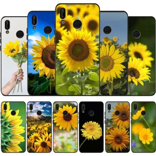 Small daisy sunflower black soft Phone Case for huawei P40 P30 P20 P10 Pro lite P9 Lite nova 4E 6SE Psmart 2019 Y6 9 Prime