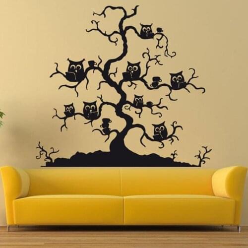 Owl Bird Night Animal Wall Decal Kids Room Tree Books Wall Sticker Vinyl Decal Mural Removabe Art Home Room Decor Mural B410