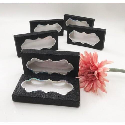 Wholesale 20Pcs Empty Glitter Black Paper Box with tray for 25mm Mink Lashes