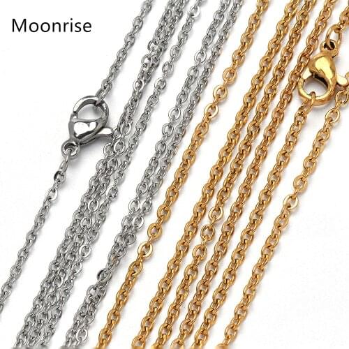 5Pcs/Lot Stainless Steel Chain Necklace Cable Chain Necklace with Lobster Clasp for Women DIY Jewelry Making