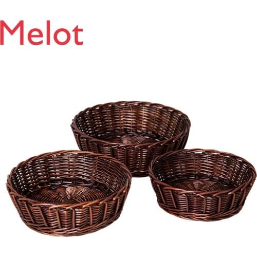 Rattan Storage Basket Fruit Basket Living Room Fruit Plate Household Rattan Storage Basket Dried Fruit Tray