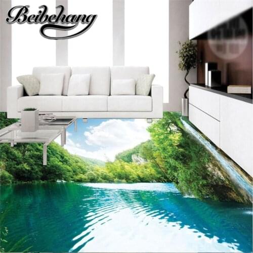 Beibehang Custom 3D Stereo Floor Decoration Bathroom Kitchen Self-Adhesive Ground Floor Painting Natural Lakes Modern Flooring