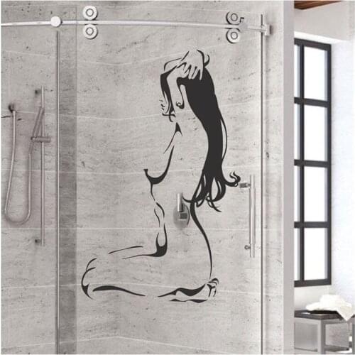 Sexy Wall Naked Bathroom Glass Decal Naked Woman Girl Vinyl Stickers Bathroom Decoration Home Decor Bedroom Decals