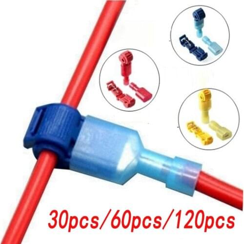 T-Tap Wire Connectors Self-Stripping Quick Splice Electrical Wire Terminals Insulated Male Quick Disconnect Spade Terminals