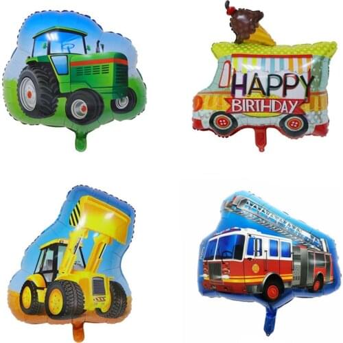 1pcs Farm tractor bulldozer Foil balloons Ice cream car helium balloon baby shower Birthday party decoration Kids toy Globos