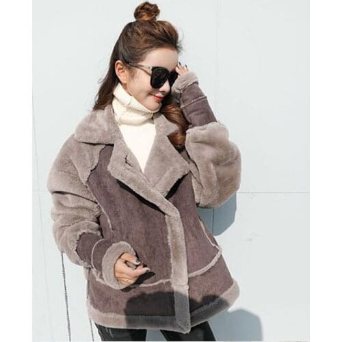 Bella Philosophy Women Moto Jacket Female Winter Faux Lamb Fur Coat Suede Warm Coat teddy jacket casaco feminino de pelinho