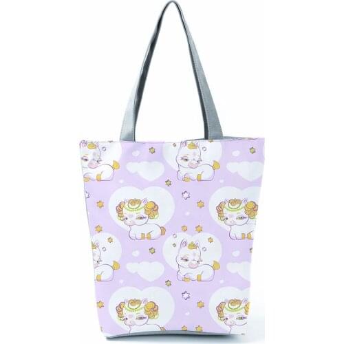 Unicorn Printed Womens Handbags Fashion Portable Beach Bags for Women Multifunction Large Capacity Female Shopping Shoulder Bag
