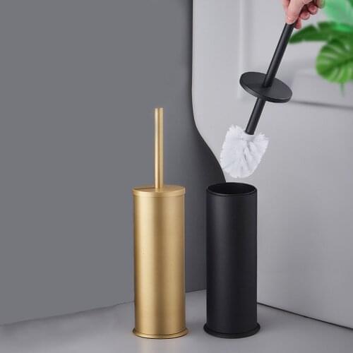 Gold Black Aluminum Toilet Brush Holder Set Bathroom Cleaning Brush Floor Standing Bathroom Storage Organization Goods