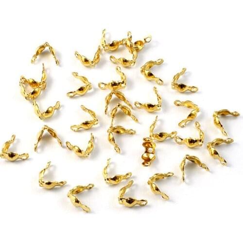 100 Pcs/Lot) Stainless Steel Double Loops Beads Buckles Cove Clasps Cord End Caps String Foldover DIY Ball Chain Connectors