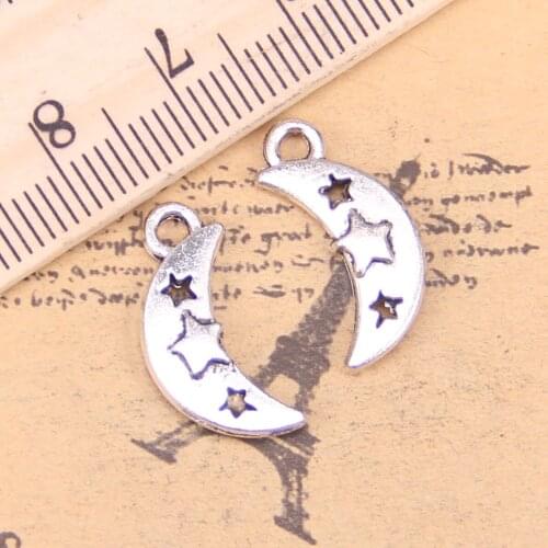 116pcs Jewelry Charms moon star 19x9mm Antique Silver Plated Pendants Making DIY Handmade Tibetan Silver Jewelry