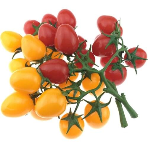 Gresorth 2 Pack Artificial Red & Yellow Cherry Tomatoes Decoration Fake Tomato for Home Kitchen Party Christmas