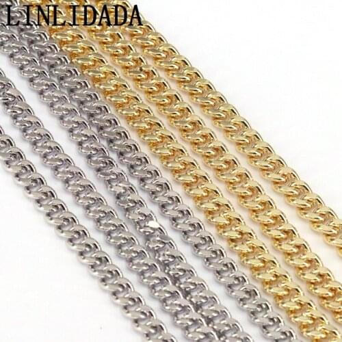 5Meters Gold Silver Color Cuban Link Chain for Necklace Bracelet DIY Jewelry Making Wholesale