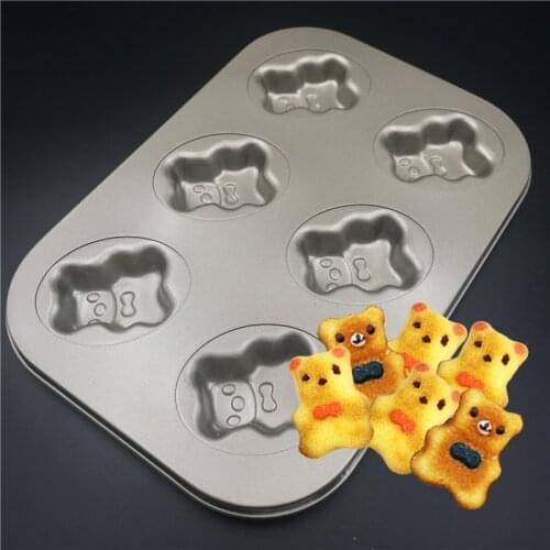Non-stick Carbon Steel Cupcake Muffin Mold Bear Baking Pan Cake Pan Cookie Mold Kitchen Tools