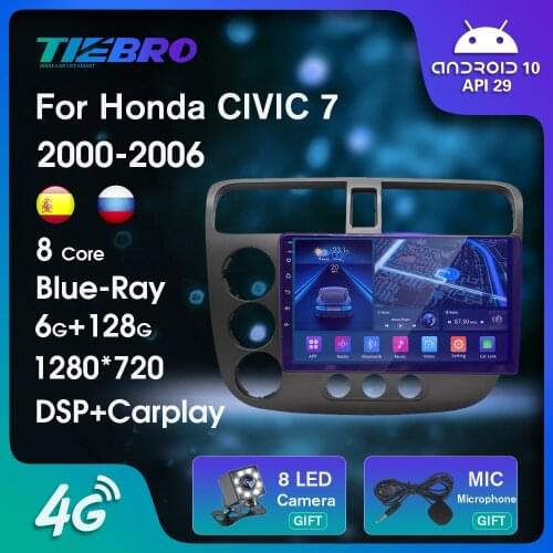 2DIN Android10 Car Radio For Honda Civic 7 2000-2006 GPS Navigation IPS Blue-ray Car Multimedia Player DSP 2din Auto Radio IGO