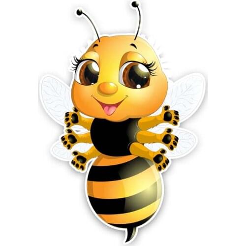 A Bee with Six Hands Car Sticker Cartoon Style Cars Accessories Fashion PVC Decoration Waterproof Sunscreen Decal