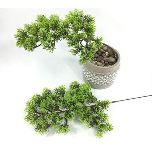 Artificial Big Pine Green Branch Simulation Leaves Plant Welcoming Pine Bonsai Accessories Home Decoration Plant Fake Flower