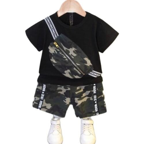 Children Clothes 2021 Summer Baby Boys Clothing Camouflage Bag T-Shirt Shorts 2Pcs/Sets Toddler Cotton Costume Kids Tracksuits