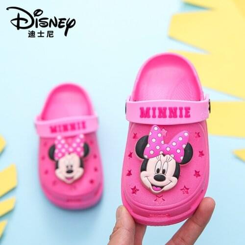 Disney new Mickey slippers summer led lights children hole shoes indoor home non-slip travel swimming sandals and slippers