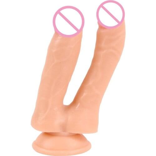 Double Dildos Female Masturbation Penetration Vagina for Anal Big Realistic Penis With Suction Cup Couples Sex Toys S0282