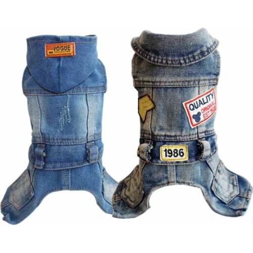 Retro Denim Four Legs Jumpsuit for Small Dogs Cowboy Dog Overalls Spring Autumn Puppy One-piece Costumes for Pitbull Dog Pjs