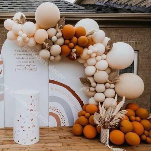 Halloween Global Retro Autumn Color Theme New Ins Balloon Decoration Wedding Layout Orange Balloon Chain Background Wall Decor