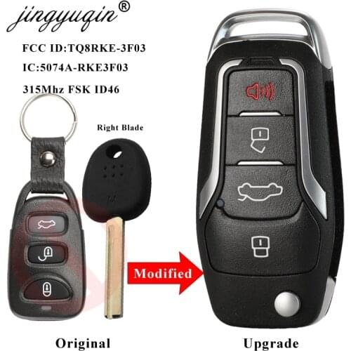 Jingyuqin Upgrade Remote 3Buttons + Panic Flip Folding Car Key For For Hyundai Elantra GT I30 FCC TQ8RKE-3F03 315Mhz FSK ID46