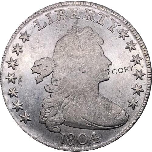 United States Of America Coin 1804 Liberty Draped Bust One Dollar Heraldic Eagle Cupronickel Silver Plated Copy Coins