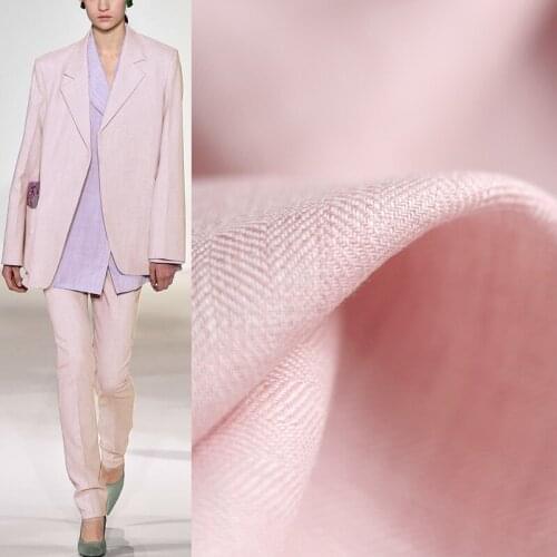 Red Raspberry Pink Herringbone Yarn Dyed Linen Flax Fabrics Garment Material Autumn Women Suit Coat Sewing Cloth Freeshipping