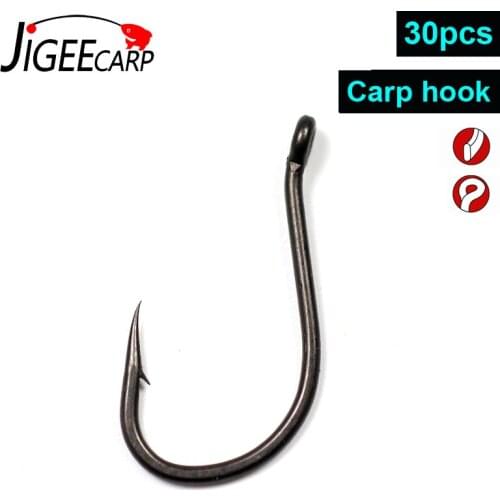 JIGEECARP 30pcs Carp Fishing Hooks Coated Carp Fishing Hook LI-Hook for Carp Coarse Carbon Steel Hook for Chod Rig