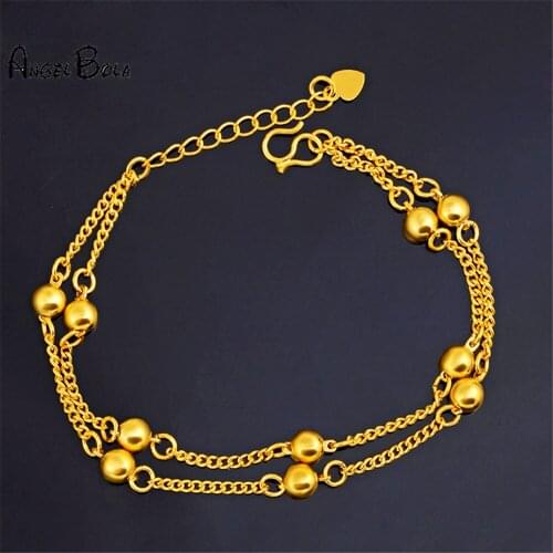 Hot Sale Brass Gold Bracelet For Women Double-Layer Transfer Beads Bracelet Lucky Cute Bracelet Fashion No Fade Jewelry