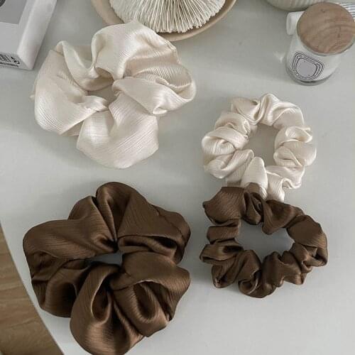 Fashion Bright Silk Hair Ring Oversized Scrunchies Women Elastic Hair Bands Rubber Band Large Yarn Ponytail Holder Gum For Hair