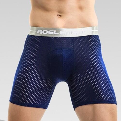 Mens boxers Sexy Mesh Breathable Mid-waist Underwear Running Fitness Boxer high stretch panties