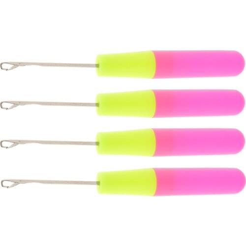 4x Professional Crochet Hooks Knitting Needles Set for Hair Extensions Dreadlock Micro Braid Tools