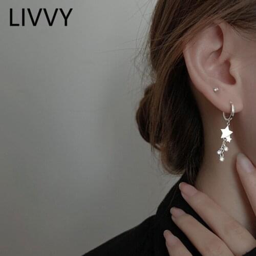 LIVVY 2021 New Arriva Silver Color Summer Star-Shape Zircon Eardrop Earrings For Women Girl Trendy Simple Birthday Party Jewelry