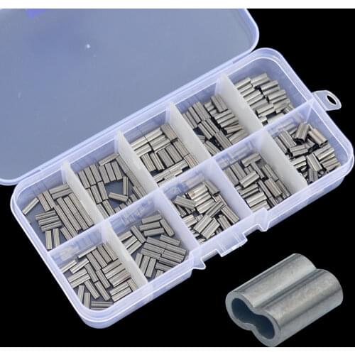 Fishing Crimp Sleeves 250pcs Assorted Mixed Size Copper Double Round Fishing Line Crimping Tube Wire Crimp Connector