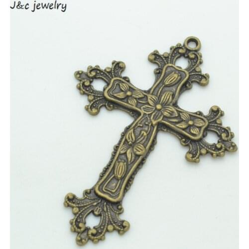 Wholesale 3pcs antique bronze plated Crosses charms DIY Jewelry Making 74*53mm 3540B