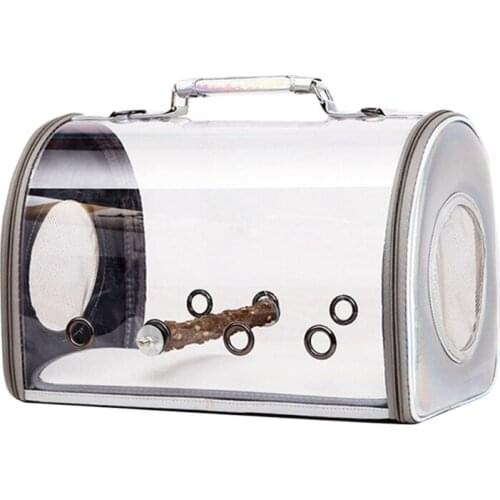 Bird Carrier with Stand Perch Portable Bird Travel Cage Breathable Parrot Go Out Backpack for Small Animals