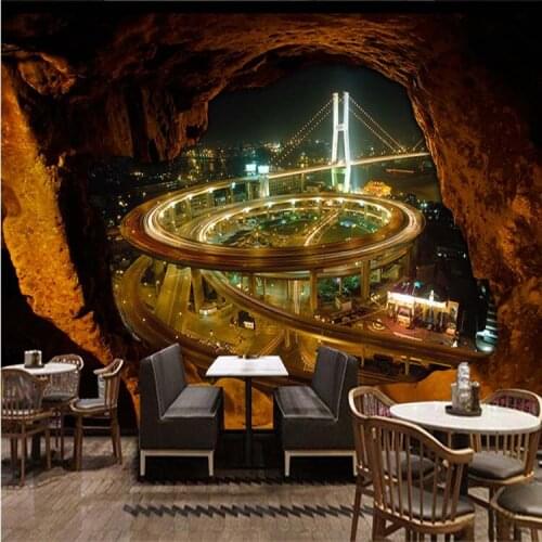 Lanscape 3d Papel Murals Scenery Bridge Middle Mountain 3d Wall paper for Sofa Background 3d Photo Murals Wallpaper 3d stickers