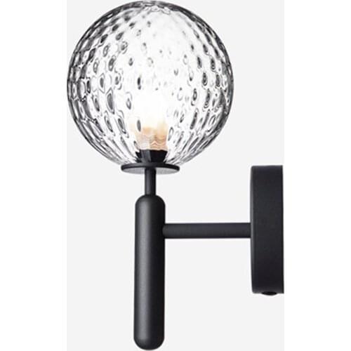 Bedside Mirror Headlights Copper Gold Scrub Black Vintage Wall lamp White Glass Ball Transparent Golf Ball Sconces Wall Lamps