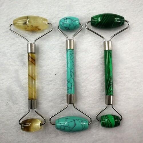 6pcs Beauty Care Fluorite Roller Slimming Face Massage Lifting Tool Natural Stone Quartz Facial Massage Roller Skin Massage Free