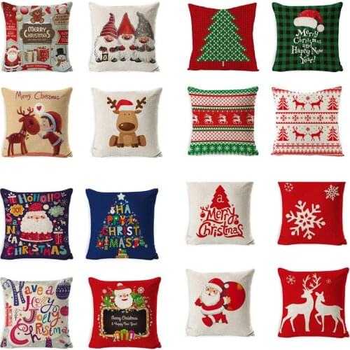 Christmas Pillowcase Super Soft Linen Cushion Cover