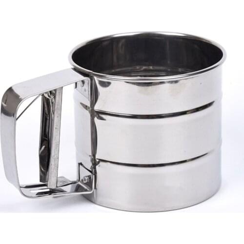 Hand-held Stainless Steel Flour Sieve Cup Powder Sieve Mesh Knife Baking kitchen Gadget For Cakes Hand-screened Sugar Mesh Sieve