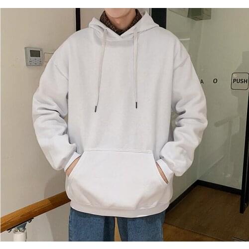 LEGIBLE 2021 Men Solid 13 Colors Korean Casual Hooded Sweatshirts Men Cotton Thicken Warm Autumn Loose Hoodies Men 4XL 5XL
