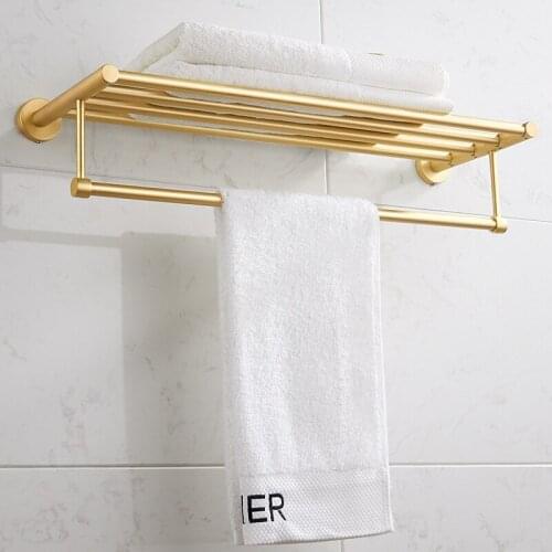 Vidric Towel racks full of copper metal pendant racks simple European golden double towel rack free shipping
