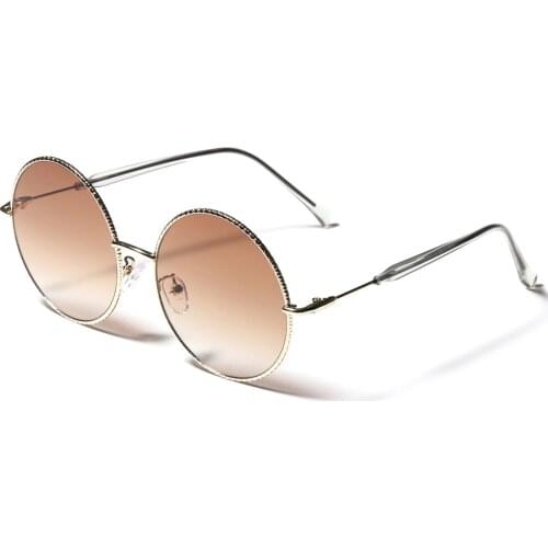 Veshion Womens Round Sun Glasses Female Brown Green Retro Sunglasses Ladies Metal Gold 2021 Gifts for Birthday Uv400 Drop Ship