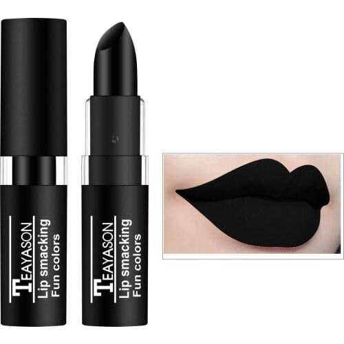 Waterproof Black Velvet Matte Lipstick Long Lasting Pigment Nude Purple Lip Balm Luxury Halloween Creative Makeup Retro Cosmetic